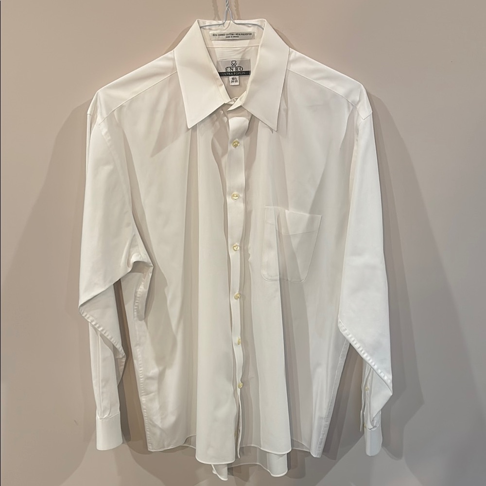 Enro White Dress Shirt Classic Long Sleeve 16 1/2 34-35